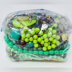 Vintage & Modern Green Colored Beaded Necklace, Mystery Jewelry Lot 4lbs